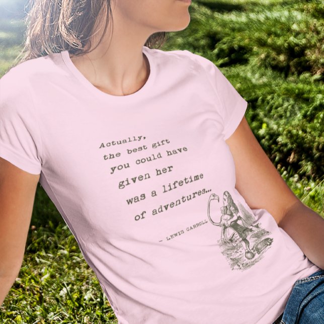 Abenteuer-Zitat der Alice im Wunderland-W/Flamingo T-Shirt (Von Creator hochgeladen)