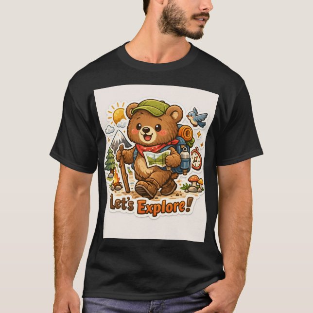 Abenteuerbär-Aufkleber T-Shirt (Vorderseite)
