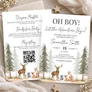 Abenteuerbeginn Wald Alles in Einem Baby Shower Einladung