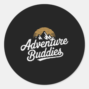 Abenteuerfreunde Bergwanderer Wandern Lustiges Paa Runder Aufkleber