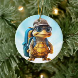 Abenteuerliche Niedliche kleine Schildkröte mit Ru Keramik Ornament