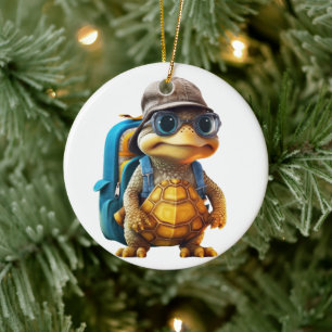 Abenteuerliche Niedliche kleine Schildkröte mit Ru Keramik Ornament
