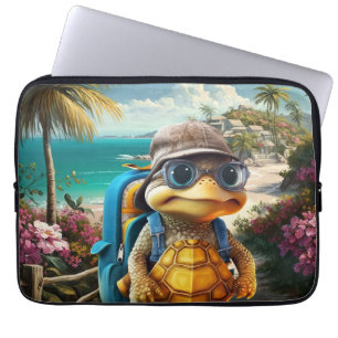 Abenteuerliche Niedliche kleine Schildkröte mit Ru Laptopschutzhülle