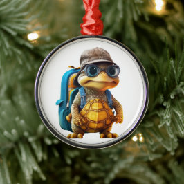 Abenteuerliche Niedliche kleine Schildkröte mit Ru Ornament Aus Metall