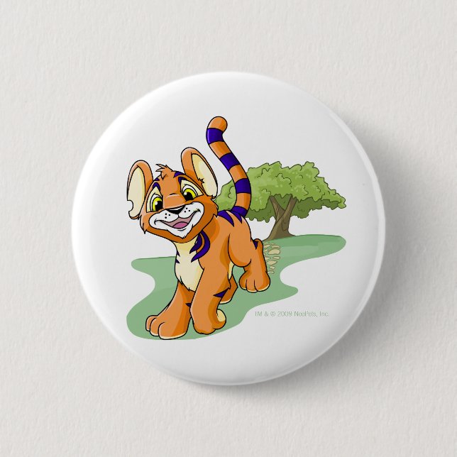 Abenteuerliches orange Kougra auf Geheimnis-Insel Button (Vorderseite)