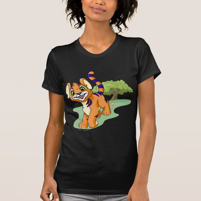 Abenteuerliches orange Kougra auf Geheimnis-Insel T-Shirt (Vorderseite)