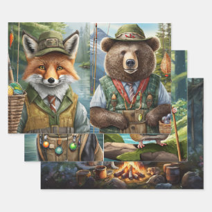 Abenteuerlustige Tierfreunde, Outdoor-Enthusiasten Geschenkpapier Set