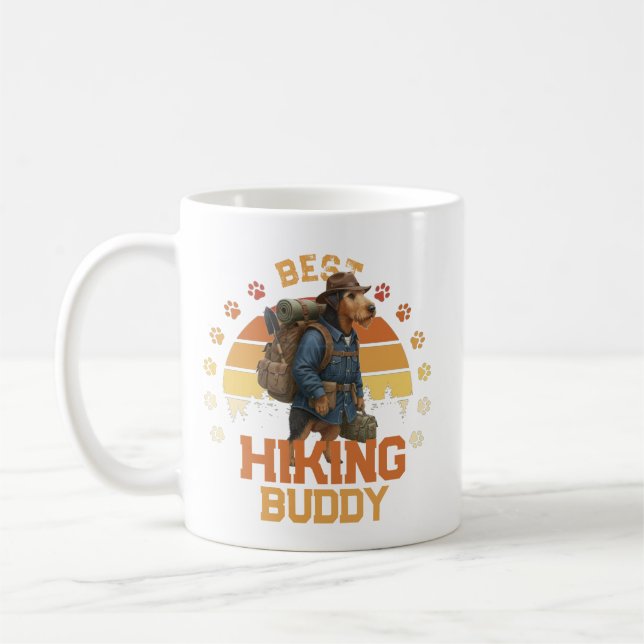 Abenteuerlustiger Airedale-Wanderer-Wildnisforsche Kaffeetasse (Links)