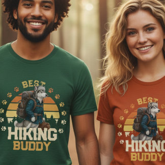 Abenteuerlustiger Alaskan Malamute-Wanderer in der T-Shirt