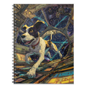 Abenteuerlustiger Hund in Weltraumillustration Notizblock