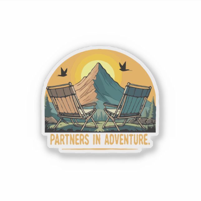 Abenteuerpartner | Retro-Camping Aufkleber (Vorderseite)