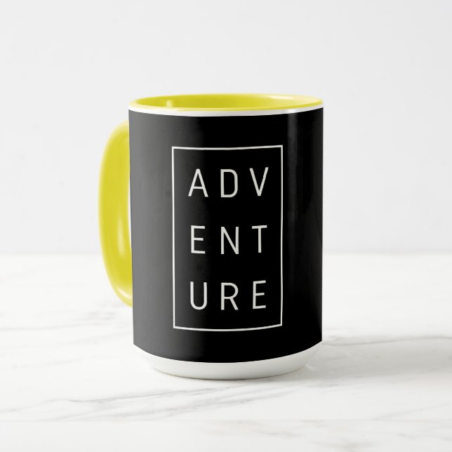 Abenteuertypografie Tasse (Vorderseite Links)