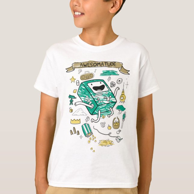 Abenteuerzeit | "Awesomatude" BMO Sketch T-Shirt (Vorderseite)