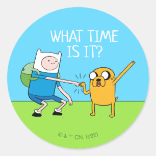 Abenteuerzeit   Finn & Jake Fist Bump Runder Aufkleber