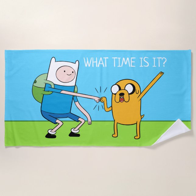 Abenteuerzeit | Finn & Jake Fist Bump Strandtuch (Vorderseite)