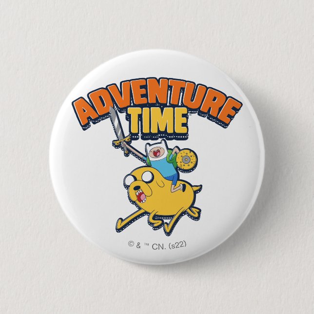 Abenteuerzeit | Finn Riding Jake Button (Vorderseite)