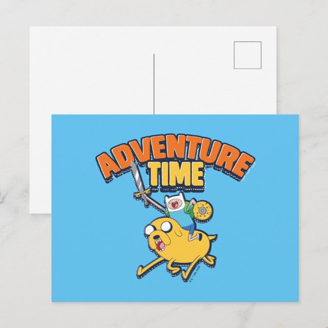 Abenteuerzeit | Finn Riding Jake Postkarte (Vorne/Hinten)