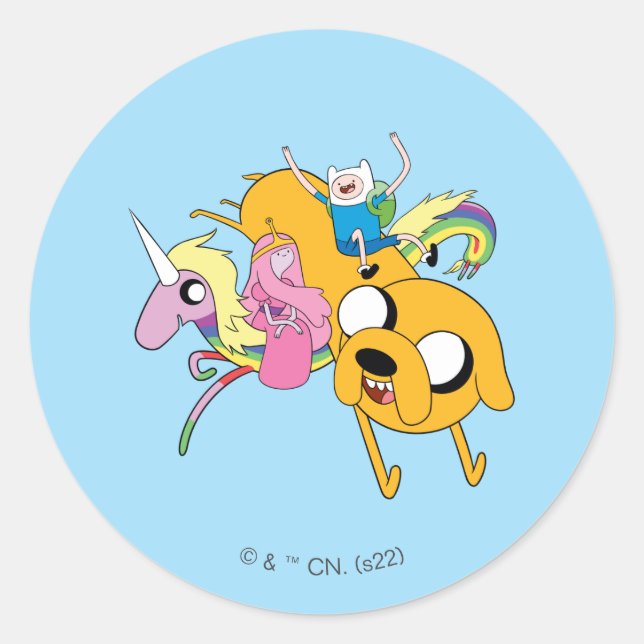 Abenteuerzeit | Lady, Bubblegum, Finn & Jake Runder Aufkleber (Vorderseite)