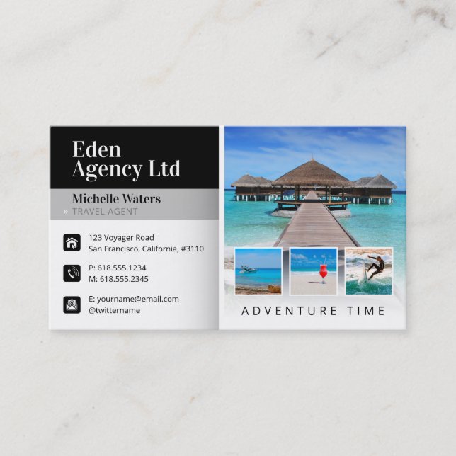 Abenteuerzeit | Tourismus | Agent für Reisen Visitenkarte (Vorderseite)