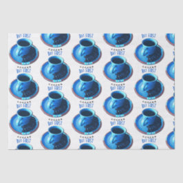 Aber das erste KAFFEE Blue Cup Saucer Foto Seidenpapier