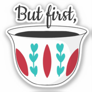 Aber der erste arabische Kaffee Finjaan Qahwah Ara Aufkleber