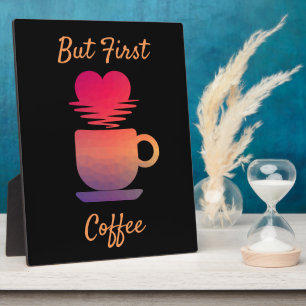 Aber der erste Kaffee Coffee Lovers Black Elegan Fotoplatte
