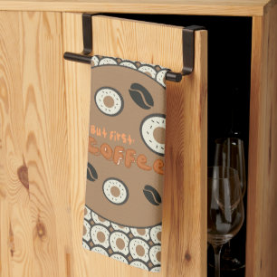 Aber der erste Kaffee Mattiert Donuts Brown Geschirrtuch