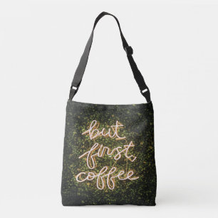Aber erst Kaffee, Neonlicht Zitat Sprichwort Tragetaschen Mit Langen Trägern