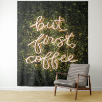 Aber erst Kaffee, Neonlicht Zitat Sprichwort