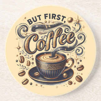 Aber erste Kaffeekunst - Stilvolles Gold Design Getränkeuntersetzer
