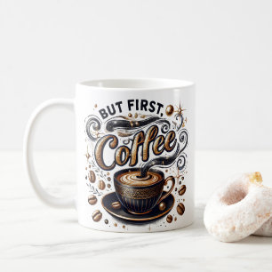 Aber erste Kaffeekunst - Stilvolles Gold Design Kaffeetasse