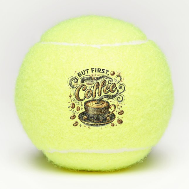 Aber erste Kaffeekunst - Stilvolles Gold Design Tennisbälle (Vorderseite)