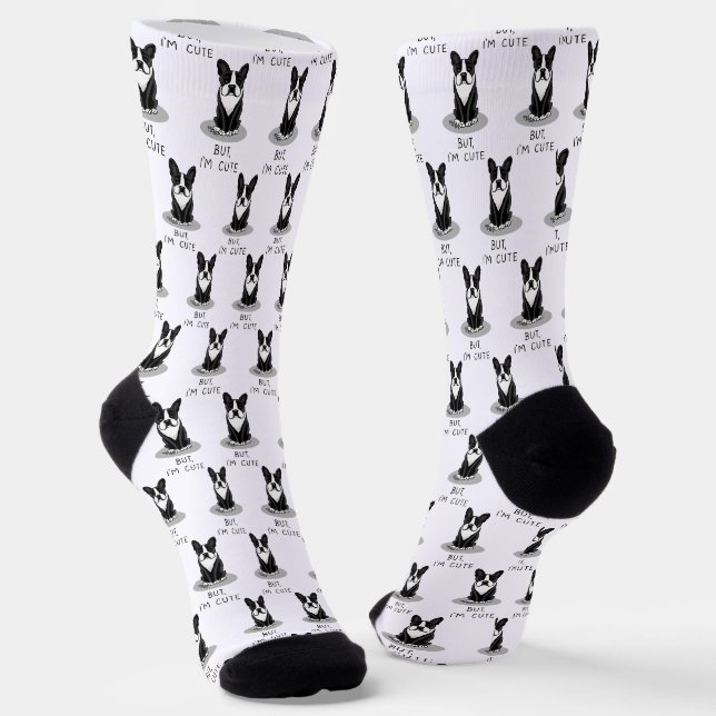 Aber ich bin Niedlich Boston Terrier (schwarzer) W Socken (Gewinkelt)