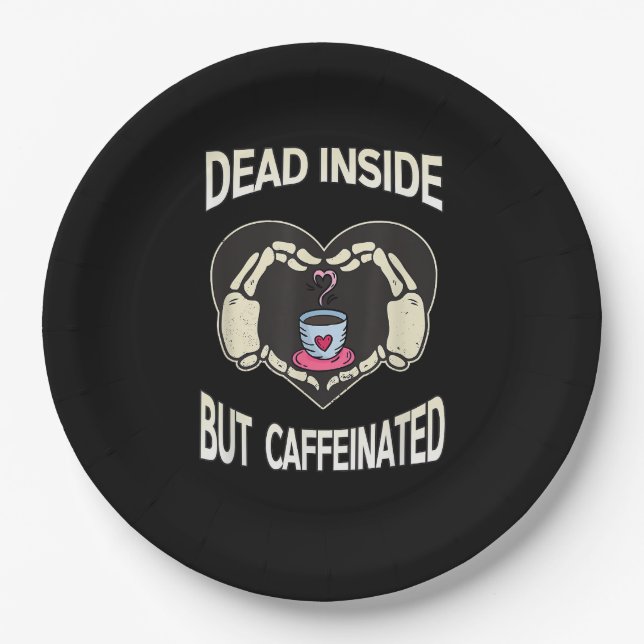 Aber koffeiniertes Kaffeekelett Herz Pappteller (Vorderseite)