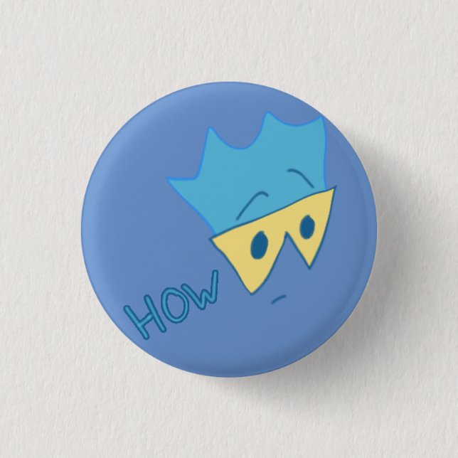 Aber, wie Knopf (cyan-blau auf Singrün) Button (Vorderseite)