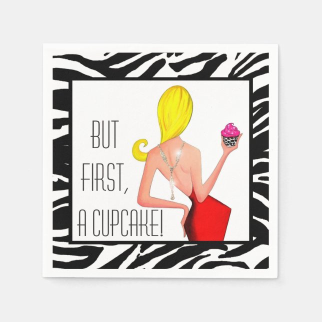 "Aber zuerst ein Cupcake!" DIVA Cocktail Napkins Serviette (Vorderseite)