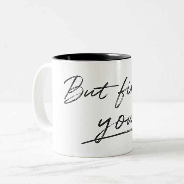 Aber zuerst gibt es nur eine minimalistische Hinte Zweifarbige Tasse (Vorderseite Links)