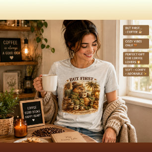 Aber zuerst Kaffee Capybara liest Buch Süßes Tier Tri-Blend Shirt