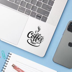 Aber zuerst Kaffee   Chic Moderne Skript-Typografi Aufkleber