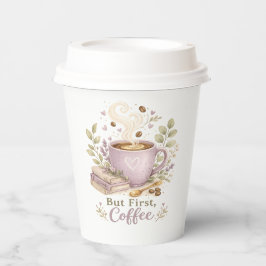 Aber zuerst Kaffee | Cozy Lavendel Wasserfarbe Pappbecher