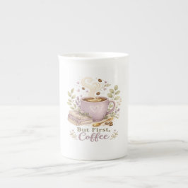 Aber zuerst Kaffee | Cozy Lavendel Wasserfarbe Prozellantasse