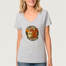 Aber zuerst Kaffee-Drache lustiges Java-Süchtiger- T-Shirt