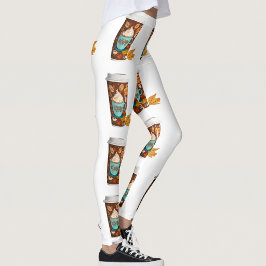 Aber zuerst Kaffee Herbst-Kaffeetassen-Druck Leggi Leggings
