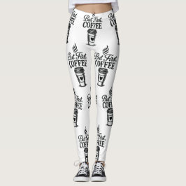 Aber zuerst Kaffee Kaffeetassen-Muster-Leggings Leggings
