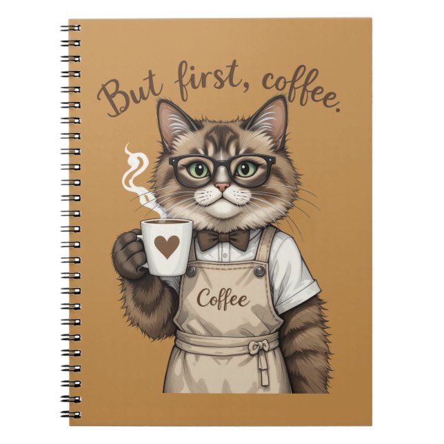 Aber zuerst, Kaffee Katze Notizblock (Vorderseite)