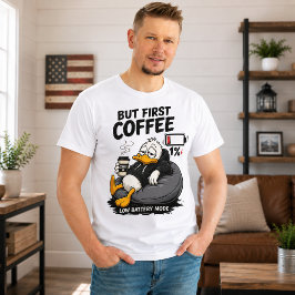 ABER ZUERST KAFFEE Low Battery Mode Grafik-Shirt T-Shirt