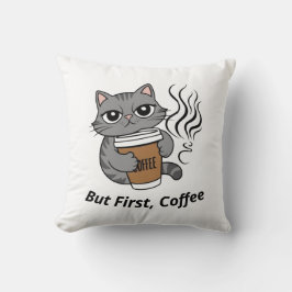 Aber zuerst, Kaffee - Personalisiert Cat Lover Kissen