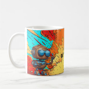 Aber zuerst, Kaffee! Robot-Cartoon-Explosion Kaffeetasse