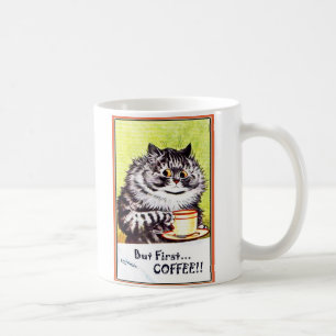 "Aber zuerst Kaffee" Vintage Louis Wain Katzenbech Tasse