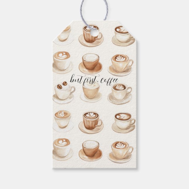 Aber zuerst, Kaffeetassen Geschenkanhänger (Vorderseite)